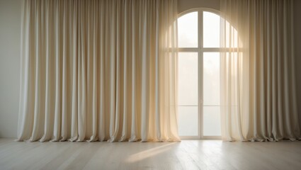 Window dressed with sophisticated curtains in the space