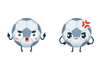 Set Emoticon set of Soccer ball and baseball