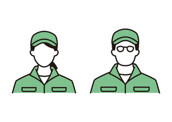 作業服を着ている畜産業者の男女