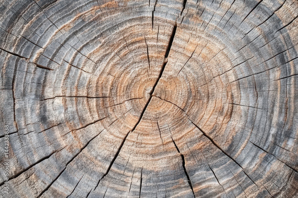 Poster close-up view of a weathered tree trunk cross-section.