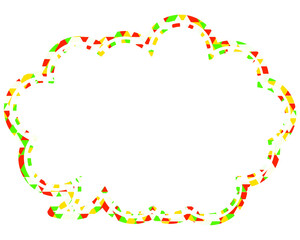 ステンドグラス風吹き出し　三角形模様　丸みのある雲形