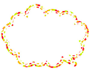 ステンドグラス風吹き出し　三角形模様　丸みのある雲形