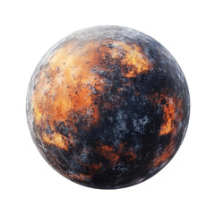 Obraz premium Fiery planet orange black and grey textures space rock celestial body cosmic world