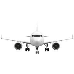 Fototapeta premium Front view of a white passenger airplane on the ground ready for takeoff