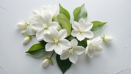 Obraz premium Isolated Jasmine flower on white backdrop with clipping path, symbolizing Mothers Day