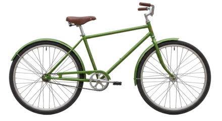 Papier peint photo Vélo Isolated Green Vintage Bicycle with Brown Leather Seat  © Alexander