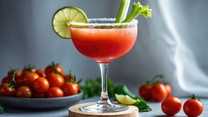 Fototapeta premium Tasty cocktail prepared using fresh tomato juice