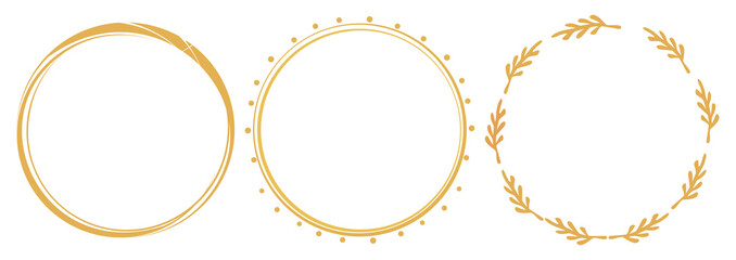 Gold circle sign and gold olive circle ring sign isolated on white background vector.