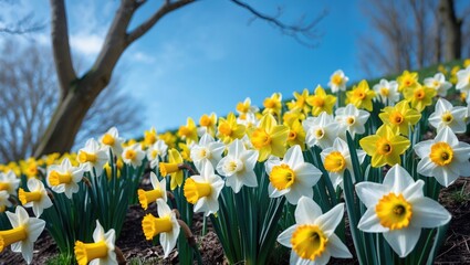 Sunlit Daffodils Blossom Brightly