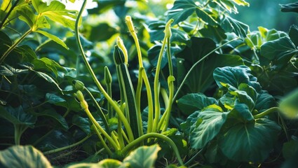 A member of the gourd family, the zucchini plant is a fast-growing summer squash cultivated for its tender, edible fruits.