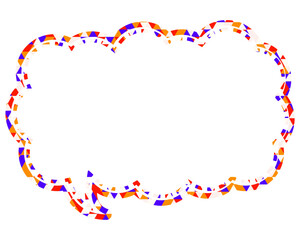 ステンドグラス風吹き出し　三角形模様　細長い雲形
