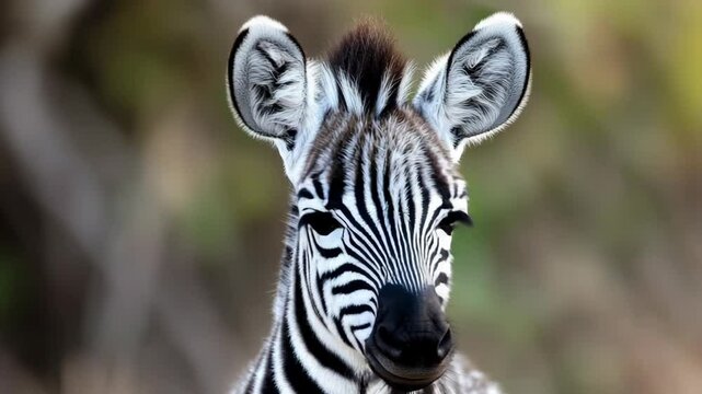Young zebra showcasing its striking black and white stripes in a natural habitat during daylight