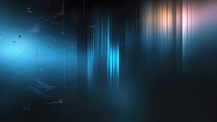 Noise overlay and digital glitch effects on a distressed screen with dark neon color distortion lines and dust scratches