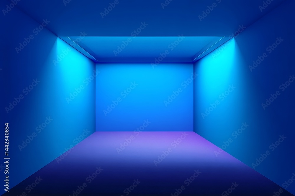 Poster a blank cement backdrop set against an empty blue background with a studio spotlight, ideal for disp