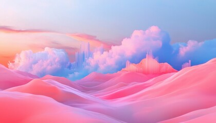 Pastel dreamlike landscape