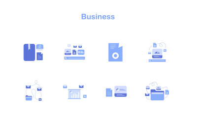 Minimal blue business icons for corporate branding