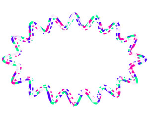 ステンドグラス風吹き出し　三角形模様　細長い丸みのあるギザギザした形