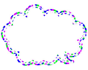 ステンドグラス風吹き出し　三角形模様　丸みのある雲形