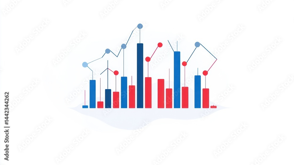 Aufkleber data visualization chart with rising and falling trends
