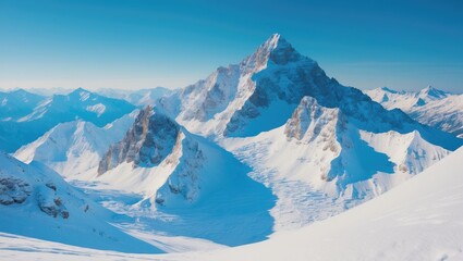 Mountain Peaks Covered in Winter Snow: Perfect for Winter Activities