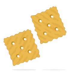 Two square crackers. Illustration of food, snacks. Healthy snack.