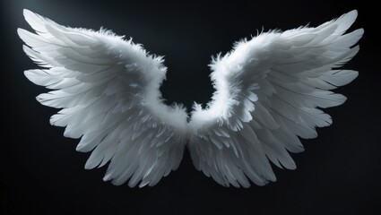 Black background featuring an isolated white wing