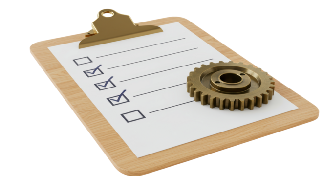 Isolated Clipboard with Checklist and Gear