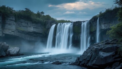 Obraz premium Fourteen Falls: A Stunning Waterfall in Thika County Close to the National Park
