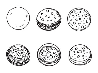 Dosa traditional Indian food line art vector illustration 