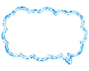 ステンドグラス風吹き出し　三角形模様　細長い雲形