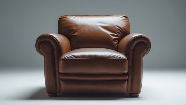White background with a leather armchair