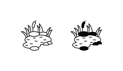 Pond icon design with white background stock illustration