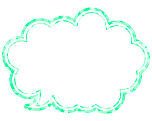 ステンドグラス風吹き出し　三角形模様　丸みのある雲形