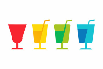 set of Drink glass vector silhouette illustration isolated on white background
