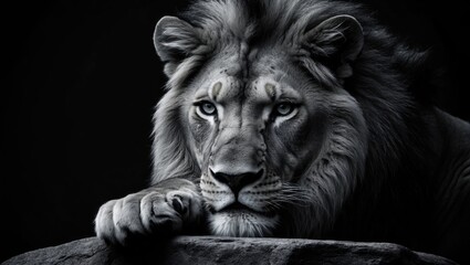Majestic Lion in Black and White