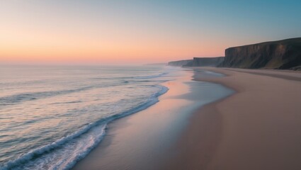 Sunrise captured from a drone's aerial view over the beach