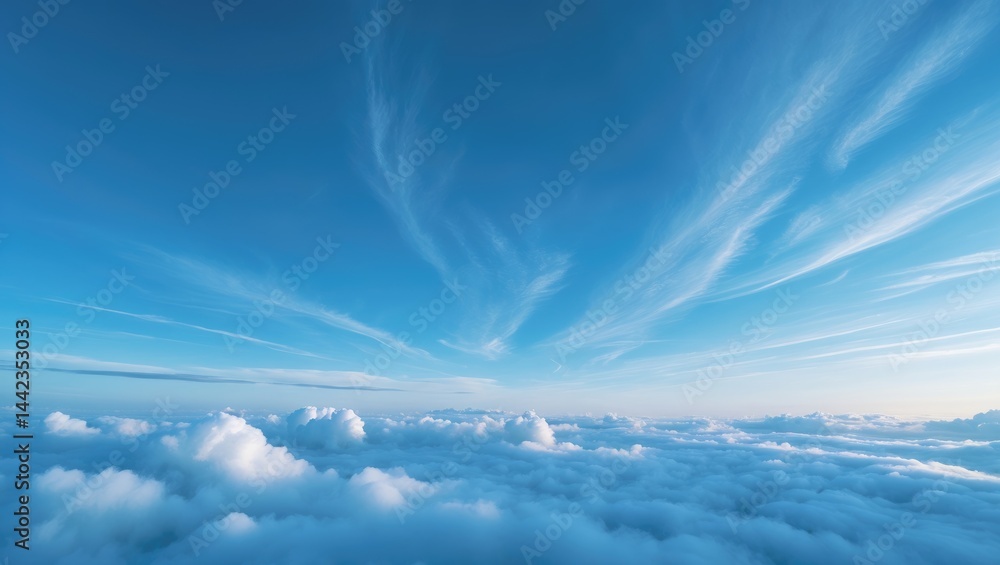 Poster sky filled with azure and clouds presents a luminous backdrop