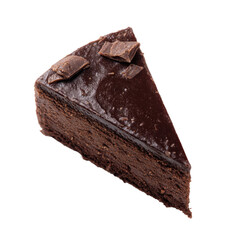 Miniature chocolate cake slice, on transparent background