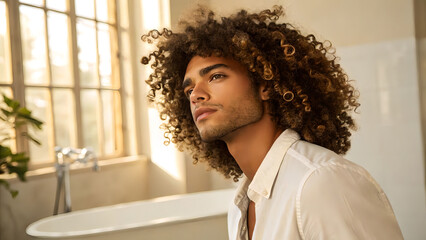 A man with curly hair