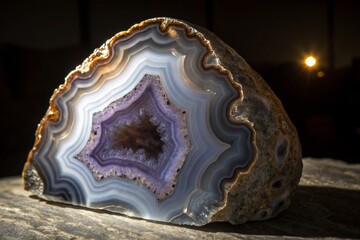 Agate Geode Slice with Concentric Bands