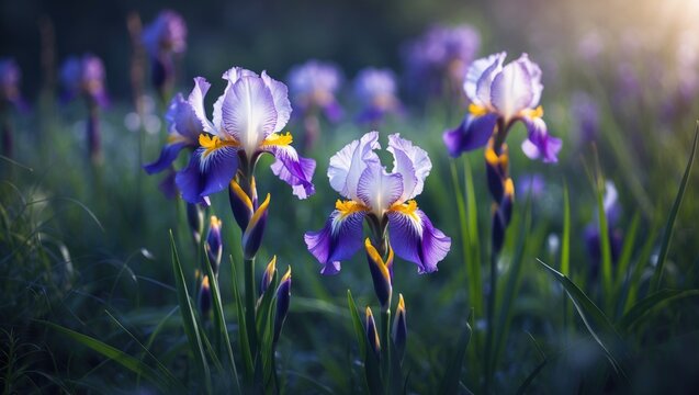 Light shining on Irises