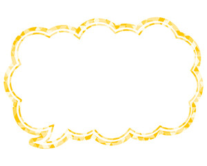 ステンドグラス風吹き出し　三角形模様　細長い雲形