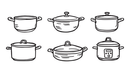 Cooking Pot Vector line art clear outlined cooking essentials image