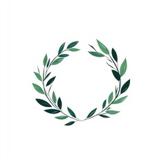 Decorative green leaf wreath frame, blank space for design or text, versatile use in invitations or prints