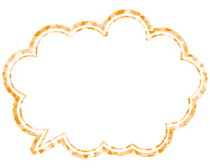 ステンドグラス風吹き出し　三角形模様　丸みのある雲形