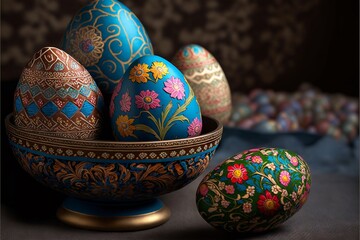 Decorative Colorful Easter eggs images for Easter day Photo