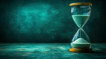 Elegant hourglass on textured teal surface with soft lighting - Powered by Adobe