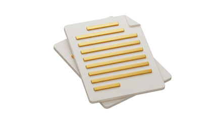 Isolated Stack of Documents with Golden Highlights