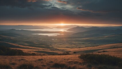 Bay area landscape at sunset