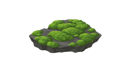 Fototapeta premium Lush Green Moss on a Dark Grey Rock, Isolated Illustration